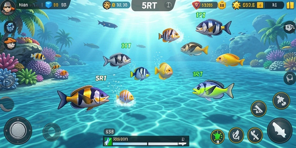 Screenshot menampilkan aksi menembak ikan di 5RT.