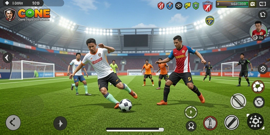Tampilan gameplay seru dalam 7CONE yang menampilkan aksi di lapangan.