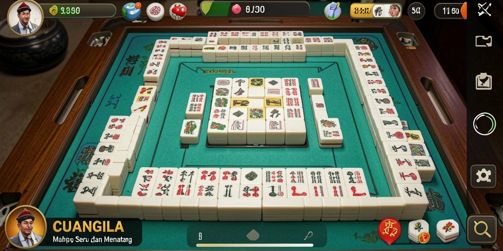 Tampilan utama gameplay CUANGILA dengan ubin Mahjong yang menawan.