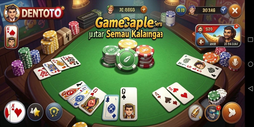 Screenshot gameplay DENTOTO menampilkan suasana seru bermain Gaple.