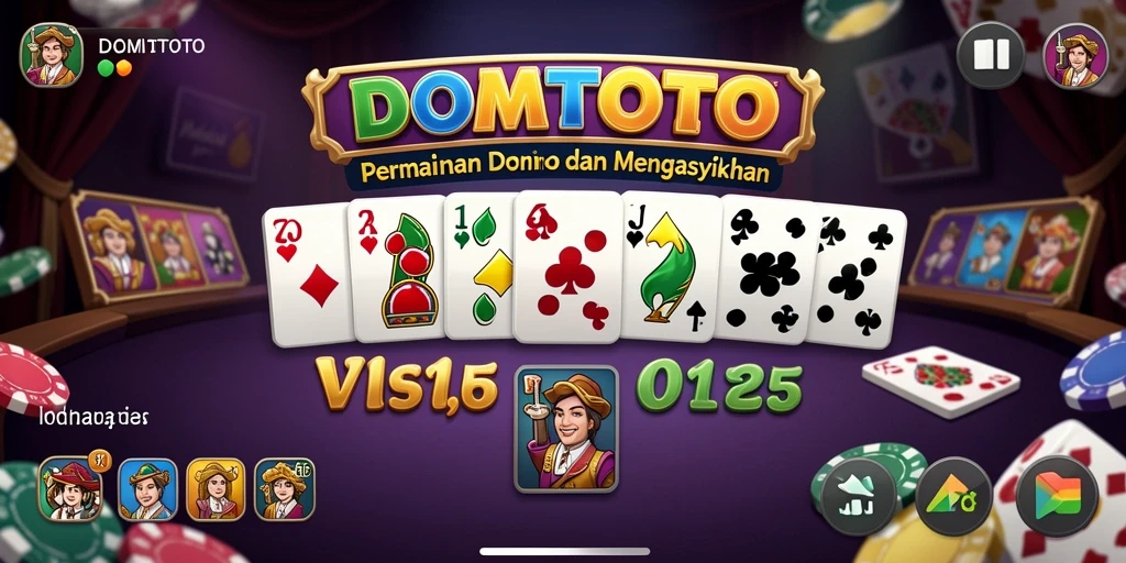 Screenshot utama DOMTOTO menunjukkan gameplay seru permainan domino.