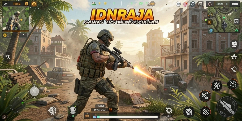 Screenshot utama menampilkan aksi mendebarkan dalam game TPS.
