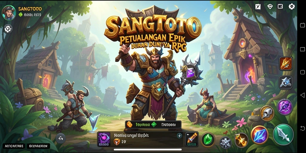 Tampilan gameplay SANGTOTO yang menakjubkan dengan karakter RPG beraksi.