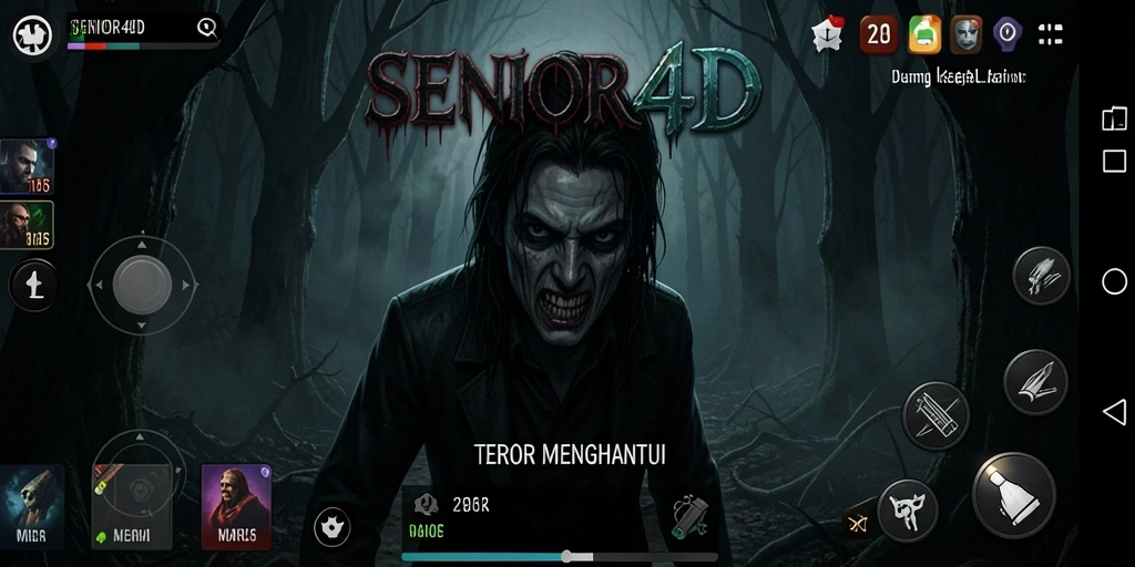 Tangkapan layar menampilkan suasana menyeramkan dalam gameplay SENIOR4D.