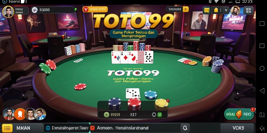 Tampilan utama gameplay poker TOTO99 yang mendebarkan.