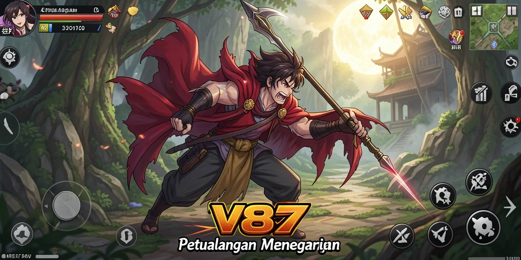 Tampilan gameplay V87 dengan karakter Anime yang dinamis.
