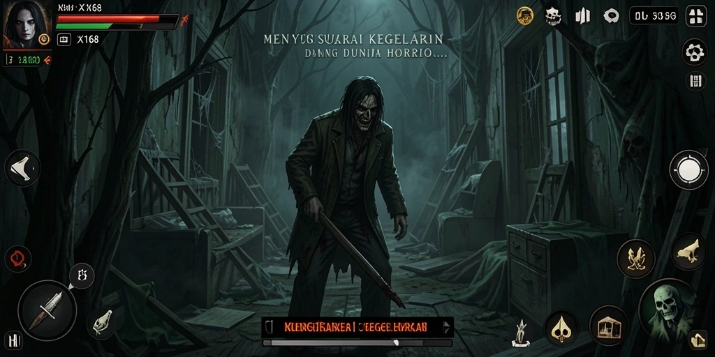 Tampilan gameplay X168 yang mencekam dan penuh ketegangan.